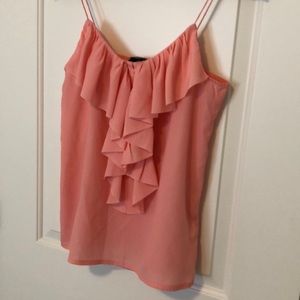 Coral pink ruffle front H&M tank
